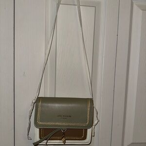 Olive and White Crossbody Bag With Extra Strap